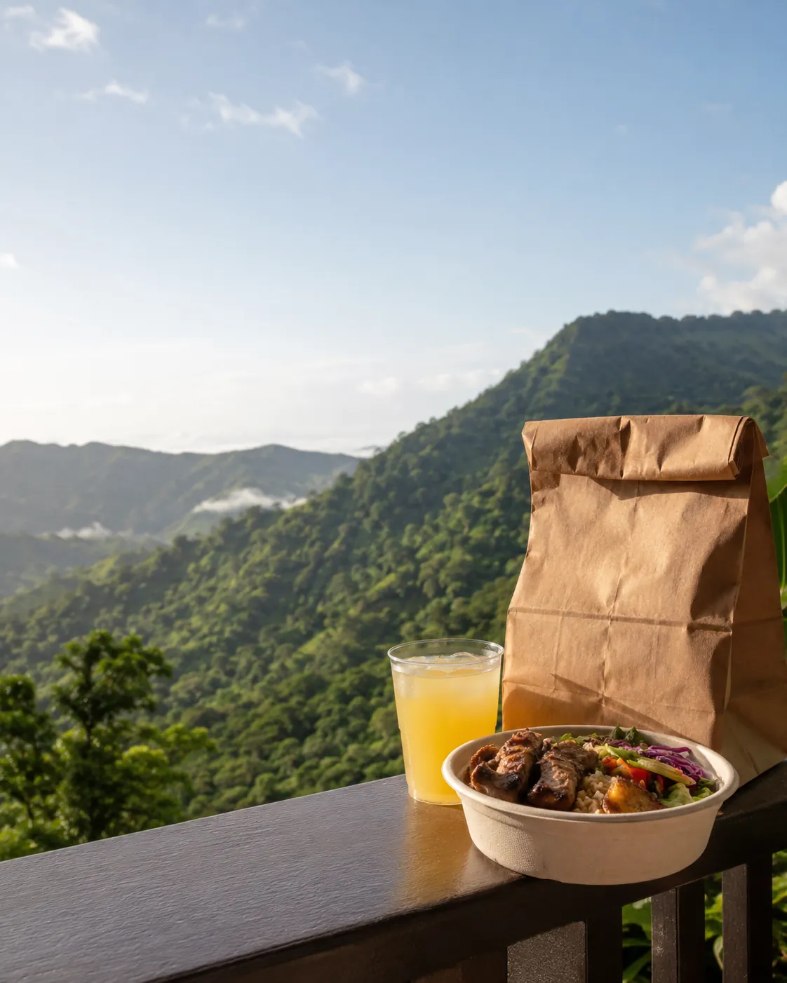Un pedido de Octane frente a las montañas del centro de Puerto Rico